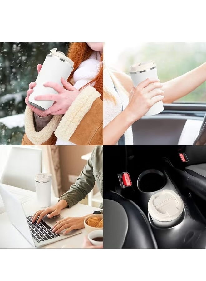 Coffee Vacuum Insulated Travel Mug Leakproof Double Wall Stainless Steel Reusable Coffee Cup with Lid for Hot and Cold Drinks (510ml-White) - Image 3